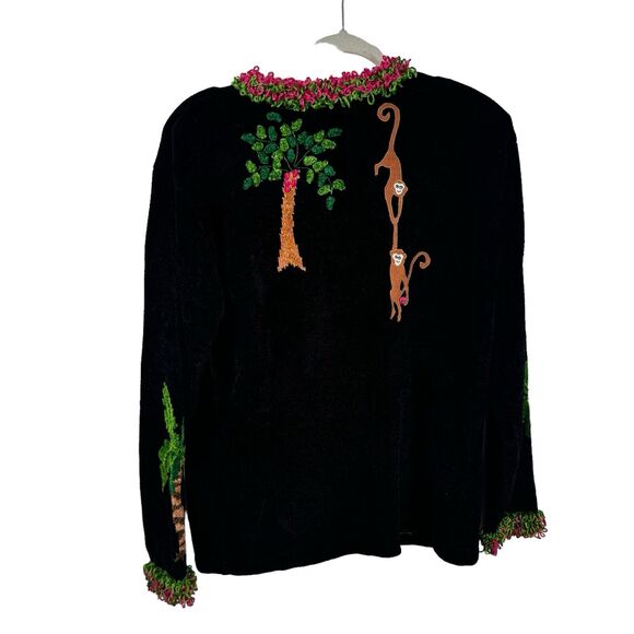 That Sweater Monkey Cardigan Sweater Wearable Art Neon Retro Womens Size XL - Picture 6 of 6